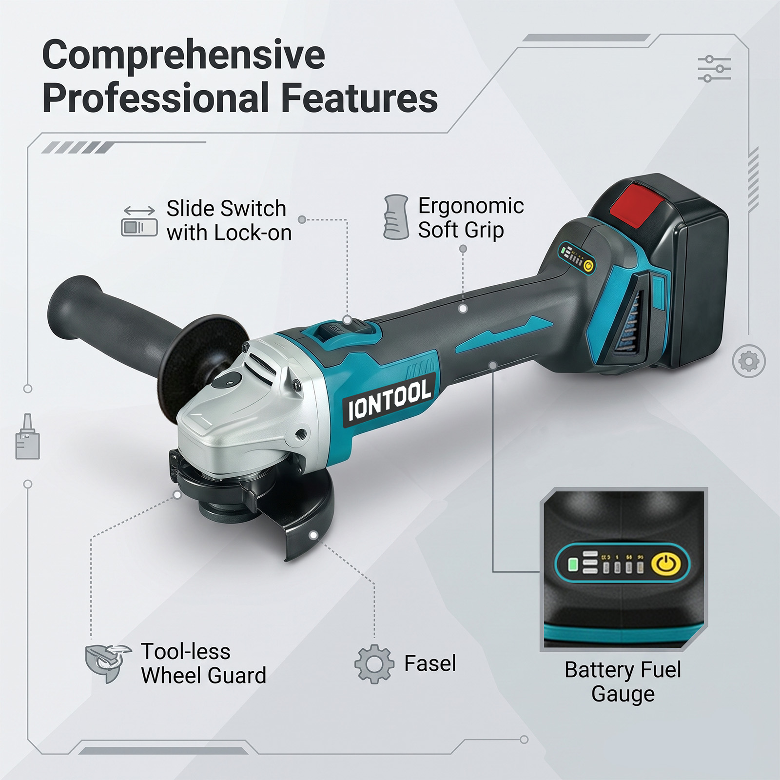 IONTOOL 18V Bezszczotkowa Szli – Brushless Angle Grinder Battery Powered recenzja i cena
